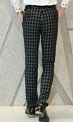 Wxian Men's Fashion Casual Plaid Slim Straight Pants