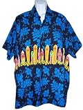 Men's Hawaiian Shirt-Surfboards Band on Black