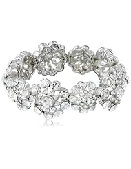 Roman Bride Clear Crystal Faceted Stretch Bracelet, 7"