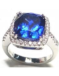 18K White Gold Tanzanite and Diamond Ring -- LIFETIME WARRANTY