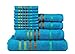 Casa Copenhagen Exotic Cotton 475 GSM 12 Pieces Bath, Hand & Washcloth Towels Set - Teal Sachet