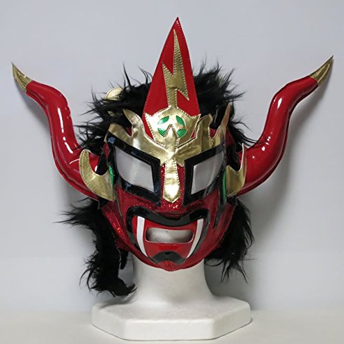 獣神サンダー・ライガー レプリカマスク byアレナメヒコ　髪付　レッド×髪ブラック