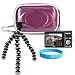 Hard Candy Purple Camera Zip Case for Nikon Coolpix L20, S220, S230, S620, S630, L10, L11 + Ultra Flex Tripod + Screen Protector + Wisdom * Courage Wristband