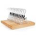 SONGMICS Pants Hangers 12 Pack Solid Wood Anti-Slip Felt 360Â° Rotatable Hook Trouser Clamp Hanger Natural UCRW007-12