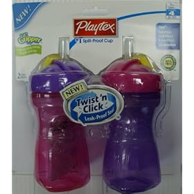 Playtex Lil' Gripper Straw Cup 2 Pack BPA FREE - girl colors