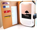 Black Leather Book Style Case with Magnetic Closure Clasp and Inside Pocket and Card Slots for Amazon Kindle 2 E-Book Reader