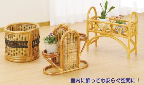 籐家具(ラタン) 籐フラワーラック 3点セット Z103set