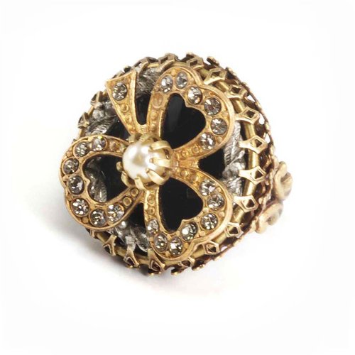 Discount Sweet Romance Clover on Jet Ring