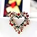 Valdler Heart-Shaped Red Wreath Crystal Brooch Pin for Christmas Theme Party Decoration Gift