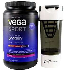 Bundle - 2 Items: Vega Sport Performance Protein, 29 oz Tub with Cyclone Cup, Berry