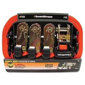 SmartStraps 149 Orange 10' 3,000 lbs Capacity Padded Ratchet Tie Down, (Pack of 4)