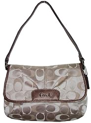 Coach 3 Color Signature Sateen Ashley Flap Top Handle Bag 47144 Khaki Multi
