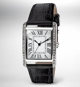 Rectangular Face Diamanté Analogue Strap Watch