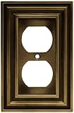 Liberty Hardware 65174 Rustic Edges Single Duplex Wall Plate, Tumbled Antique Brass