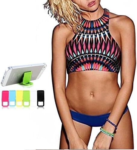 UP LURE Girl Women Halter Top Tropical Geometric Pattern Swimwear Bikini Set (X-Large(6-8), Blue)