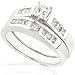 7/8ctw Princess Cut Diamond Wedding Ring Set in 14k White Gold (HI/I1)