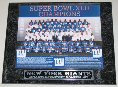 NEW YORK GIANTS SUPER BOWL XLII CHAMPIONS TEAM SITDOWN COLOR PHOTO COLLECTOR PLAQUE