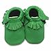 SAYOYO Baby Green Tassels Soft Sole Leather Infant Toddler Prewalker Shoes (6-12 Months, Green)