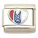 Enamel USA Heart Italian Charm Stainless Steel 9mm