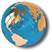 Aqua Crystal Golden Earth Sphere, 22k Gold Continents, Glass Stand Included, 2 Inch Diameter