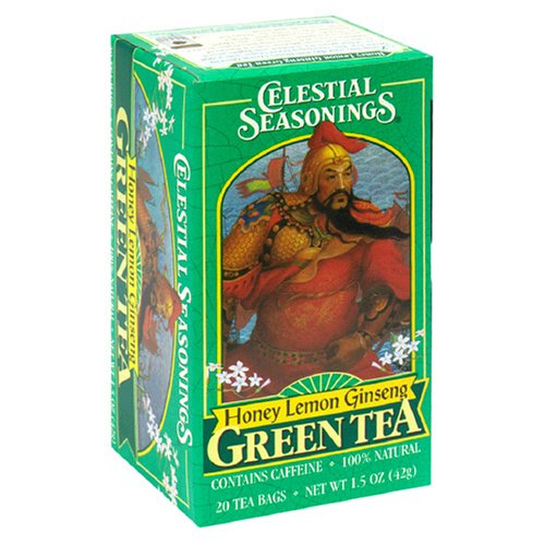 Celestial Seasonings Green Tea, Honey Lemon Ginseng, Tea Bags, 20-Count Boxes (Pack of 6) by Honey