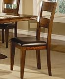 Set of 2 Dining Chairs with Upholstered Seat in Dark Oak Finish