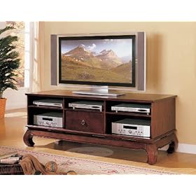 Cherry Finish 65w Flat Screen TV Stand by Coaster by T & D IMPORT, INC.