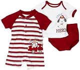 Babyworks Baby-boys Newborn 3 Piece Firefighter Romper Diaper Set, Red, 0-3 Months