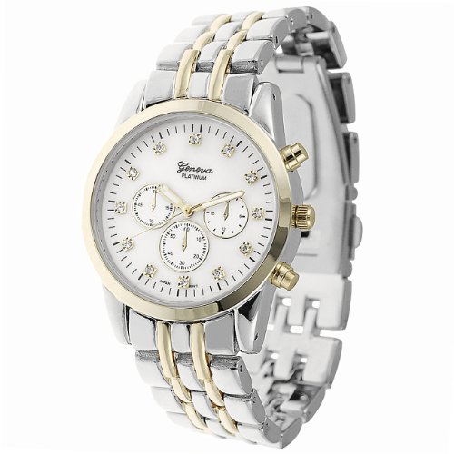 Geneva Women's Platinum Chronograph-style Link Watch