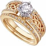14Kt Dazzling Yellow Gold Wedding Ring Set, Semi-Mount (Center stone is not included)