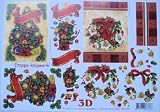 A4 3D step by step Le Suh decoupage sheet - Christmas - tree, wreath