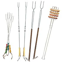 Rome's Set of 9 Forks for Marshmallows and Hot Dogs, Chrome Plated Steel