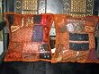 2 Gorgeous Burnt Orange Patch-work Vintage Sari Pillow Cushion Covers From India