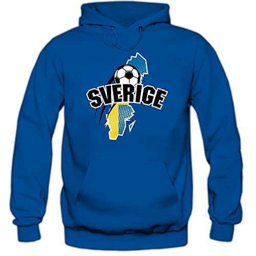 Schweden EM 2016 #1 Hoody | Fußball | Herren | Blågult | Trikot | Nationalmannschaft, Farbe:Blau (Royalblue F421);Größe:M