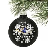 Baltimore Ravens Black Snowflake Glass Ornament