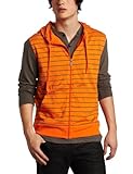 Southpole Men's Sleeveless Striped Full Zip Basic Vest With Hoody