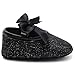Ecosin Baby Girl Soft Sole Bowknot Bling Bling Shoes Prewalker Socks Sneakers (11/0-6months, Black)