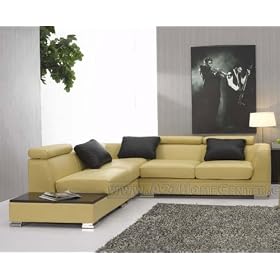 Brilliant Ultra Modern Yellow Leather Sectional Sofa with Tilting Headrests