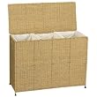 Hamper Seagrass 3-Bin Sorter Removable Canvas Bags & Casters - Household Essentials #ML-6445