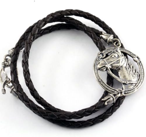 Sterling Silver Horse Head Triple Wrap Bracelet