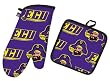 ECU Logo East Carolina University Pirates Oven Mitt Potholder Set for Kitchen Tailgating Barbecue or Outdoor Cooking POT HOLDER SET GIFT IDEA