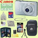 Canon PowerShot SD750 7.1 MP Digital Elph Camera (Silver) + 4GB Deluxe Accessory Kit