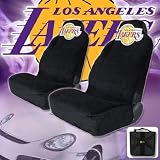 Los Angeles Lakers High Back Car Seat Covers with Large Size Embroidery Logo and Bonus CD Wallet