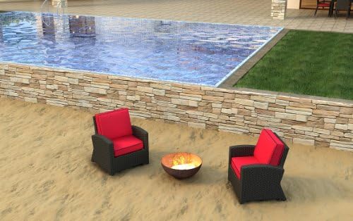 Forever Patio Barbados 2 Piece Wicker Outdoor Chat Set with Red Sunbrella Cushions (SKU FP-BAR-2CH-EB-FB)