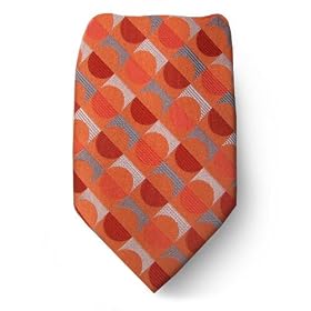 Mens BCBG Designer Silk Tie - Orange Gray