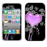 SkinMage (TM) Purple Heart On Leaf Accessory Protector Cover Skin Vinyl Decal Sticker For Apple iPhone 3G