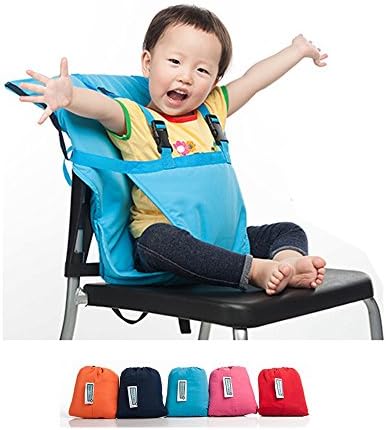 Ghaziman Baby Portable High Chair Travel Highchair Safety Harness Foldable Baby Easy Seat (Blue)