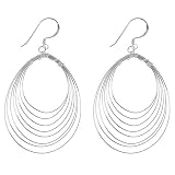 Sterling Silver Small Pear Cascading Wire Hoop Earrings
