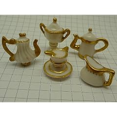 フェーヴ陶器人形◆コーヒーセットお茶の時間雑貨フランス