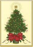 Caspari Box of 20 4-1/8 by 5-3/4 Holiday Notecards, Tree with Star